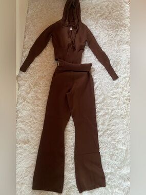 EUC Dark Brown Knit Lounge Set, Size S